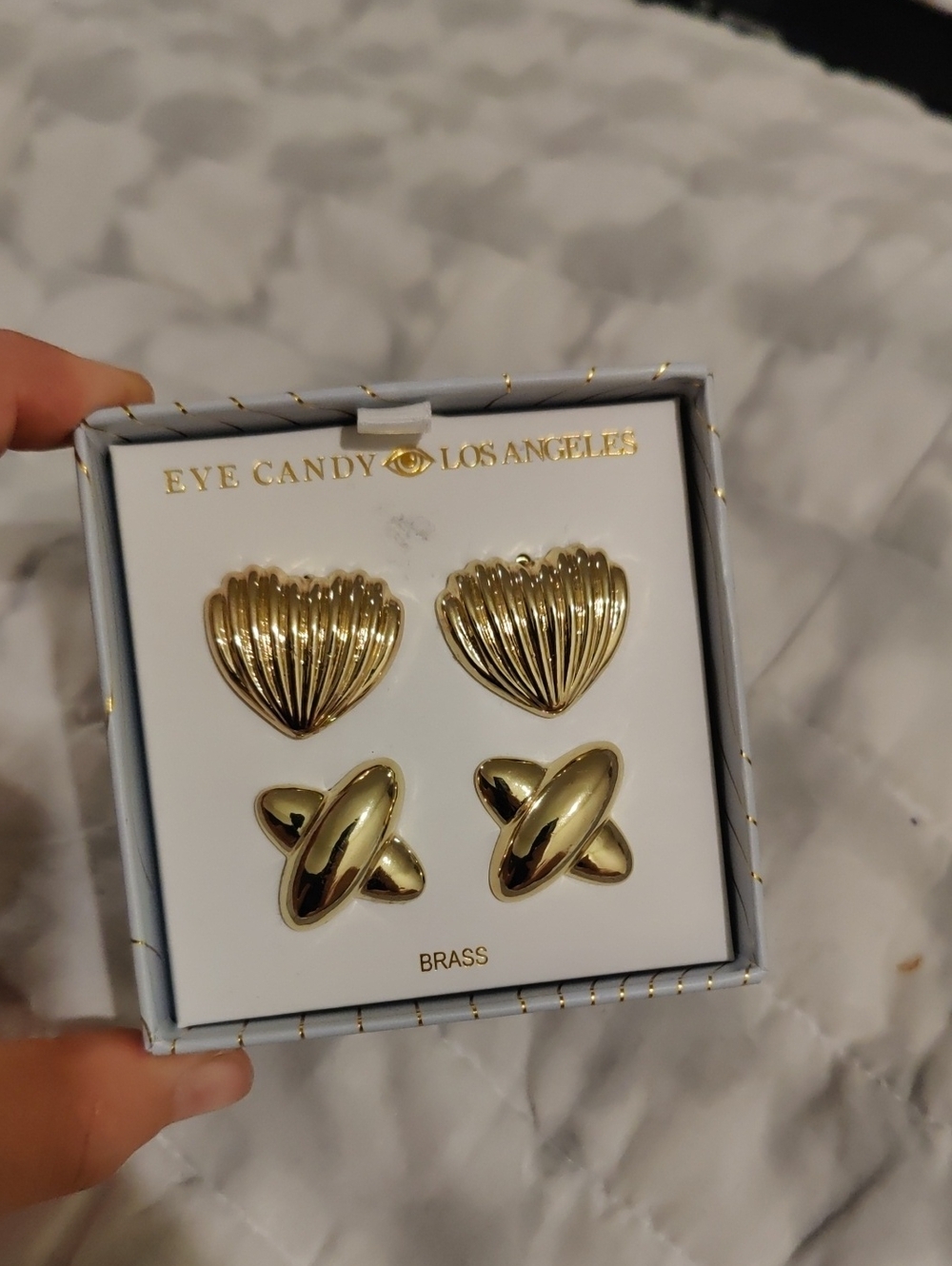 New!Gold-tone Shell & Knot Earring Set Y2K Cottagecore Girlhood Shabby Chic Retr